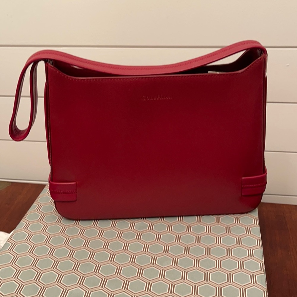 Cole Haan red leather shoulder bag.